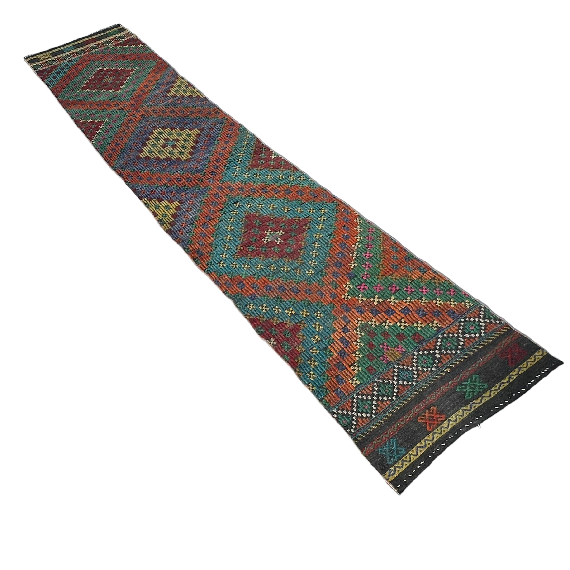 Tapis vintage turkish kilim runner 335 x 63 cm
