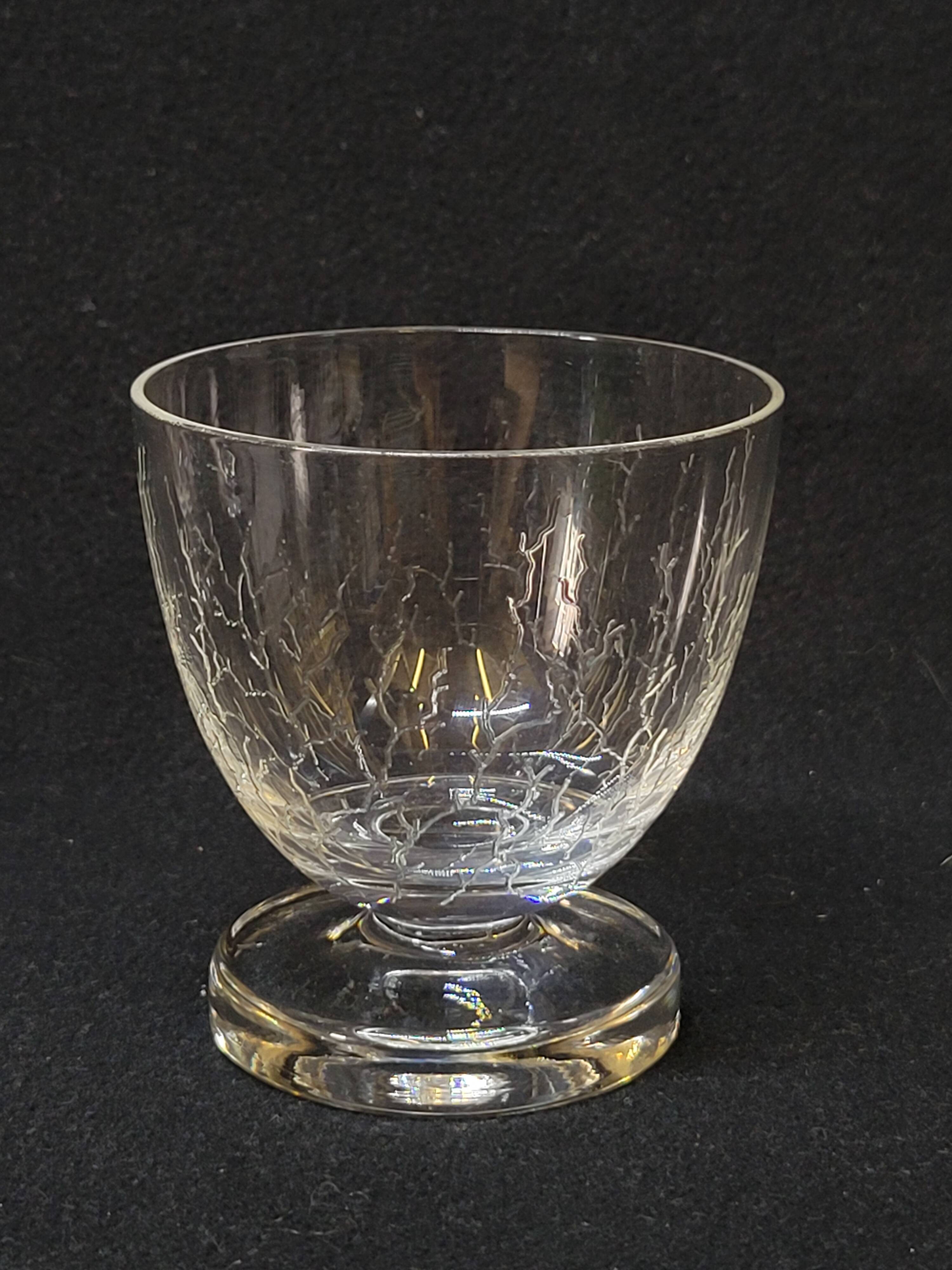 6 Cracked Engraved Crystal Liqueur/Digestif Glasses