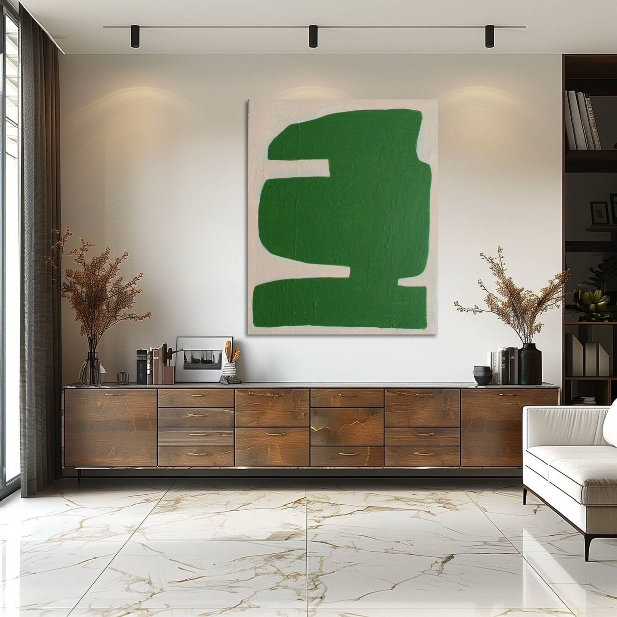 Large minimalist canvas "Verdura" 116x89cm signed Bodasca