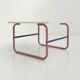 Table basse tubulaire rose et mauve, 1980