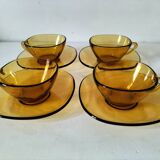 4 cups and saucers VERECO amber