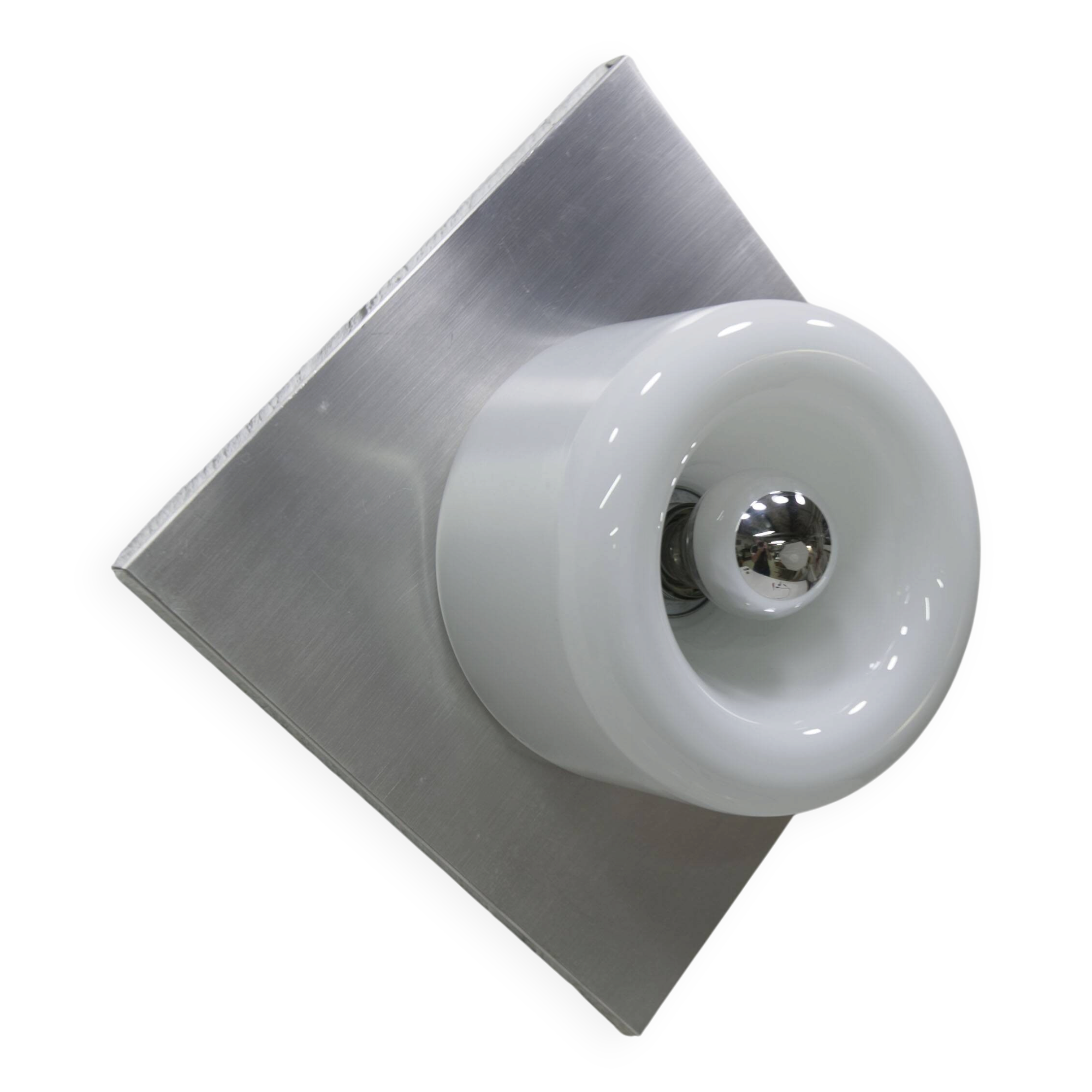 Doria Wall Light 1960 Alu Opaline + chrome LED bulb, Germany