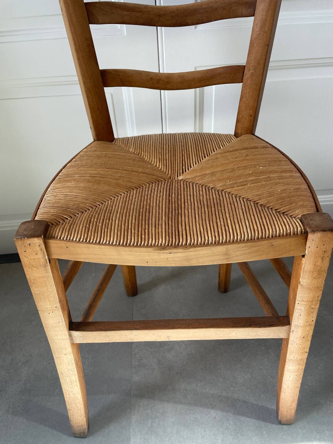 Straw and wood farm chair