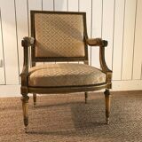 Louis XVI armchair in gilded wood carved and molded
