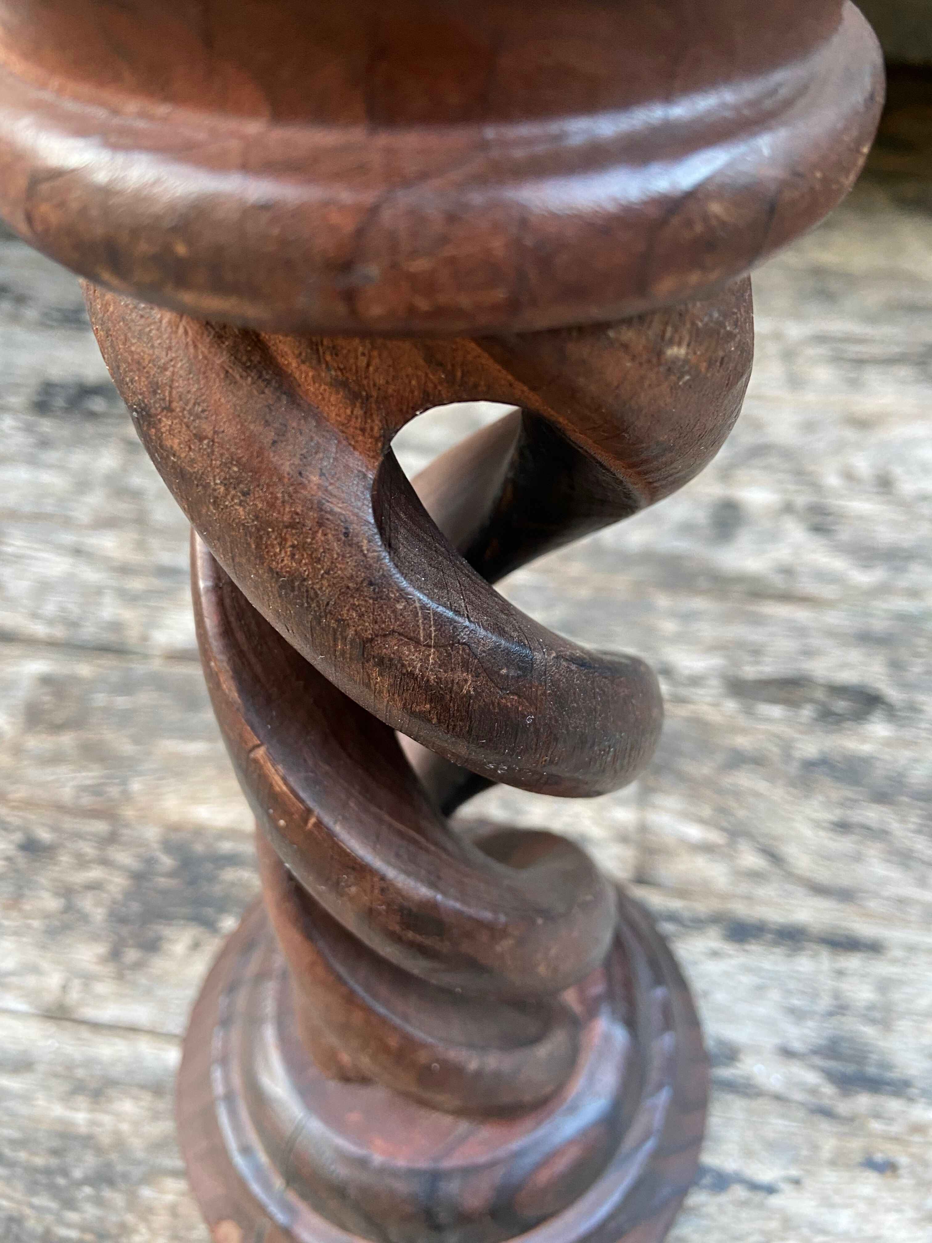Turned wooden candle holder