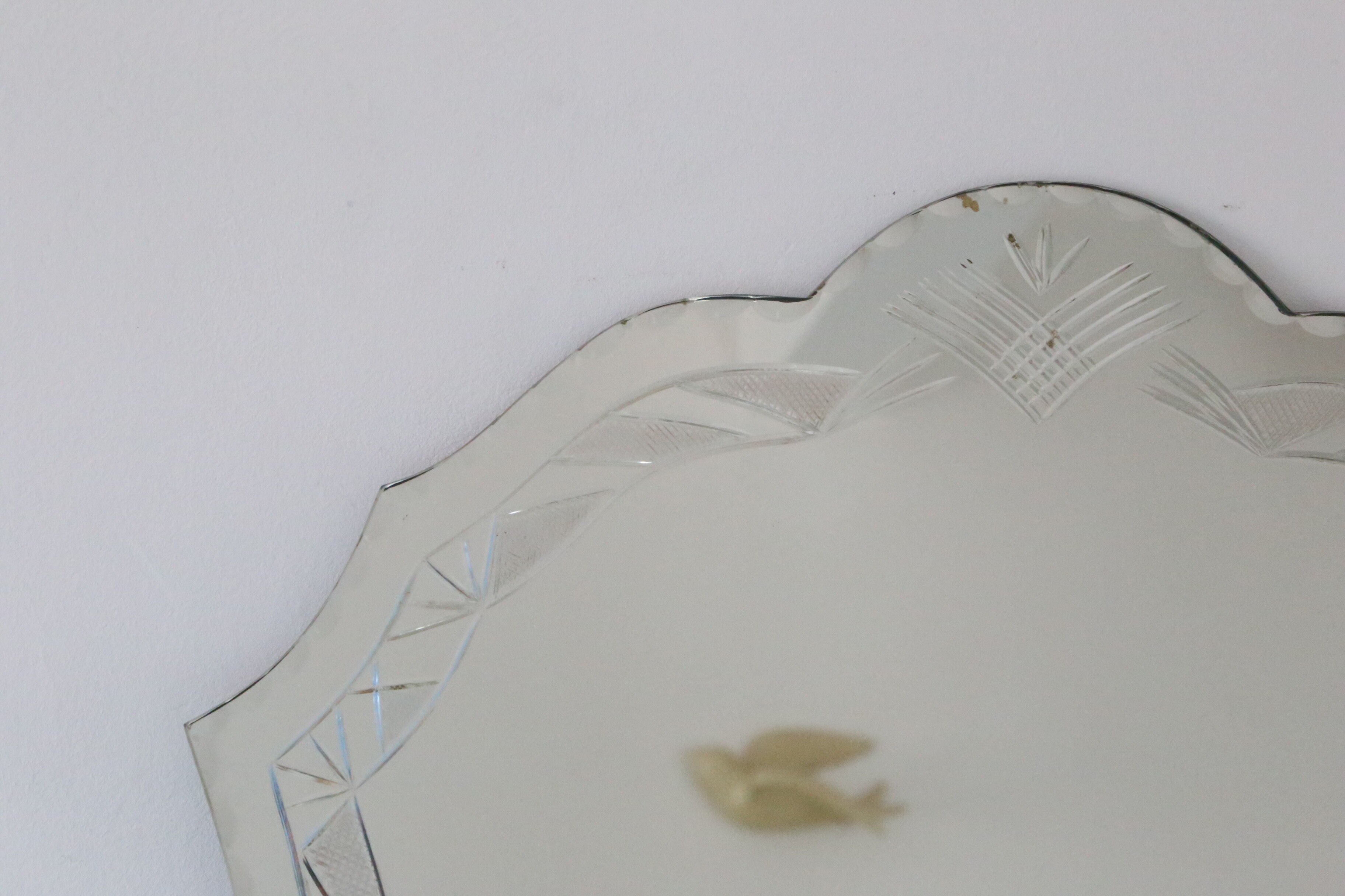 Bevelled, chiseled, antique, art deco, vintage wall mirror