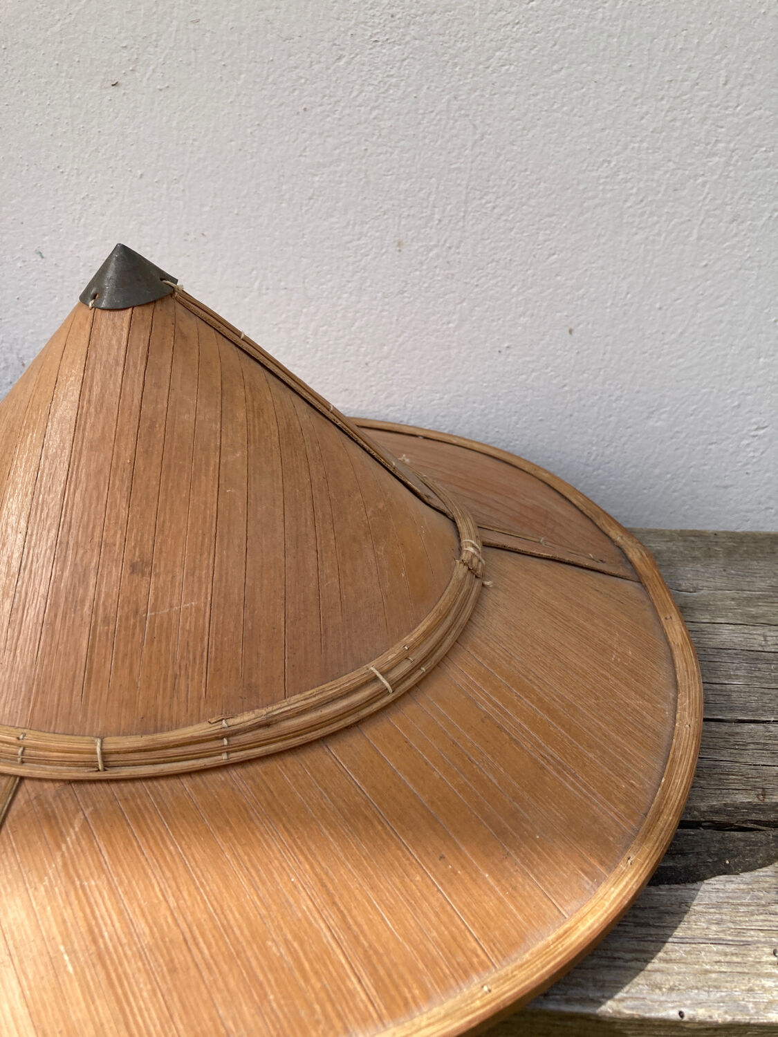 Asian hat in bamboo and vintage metal