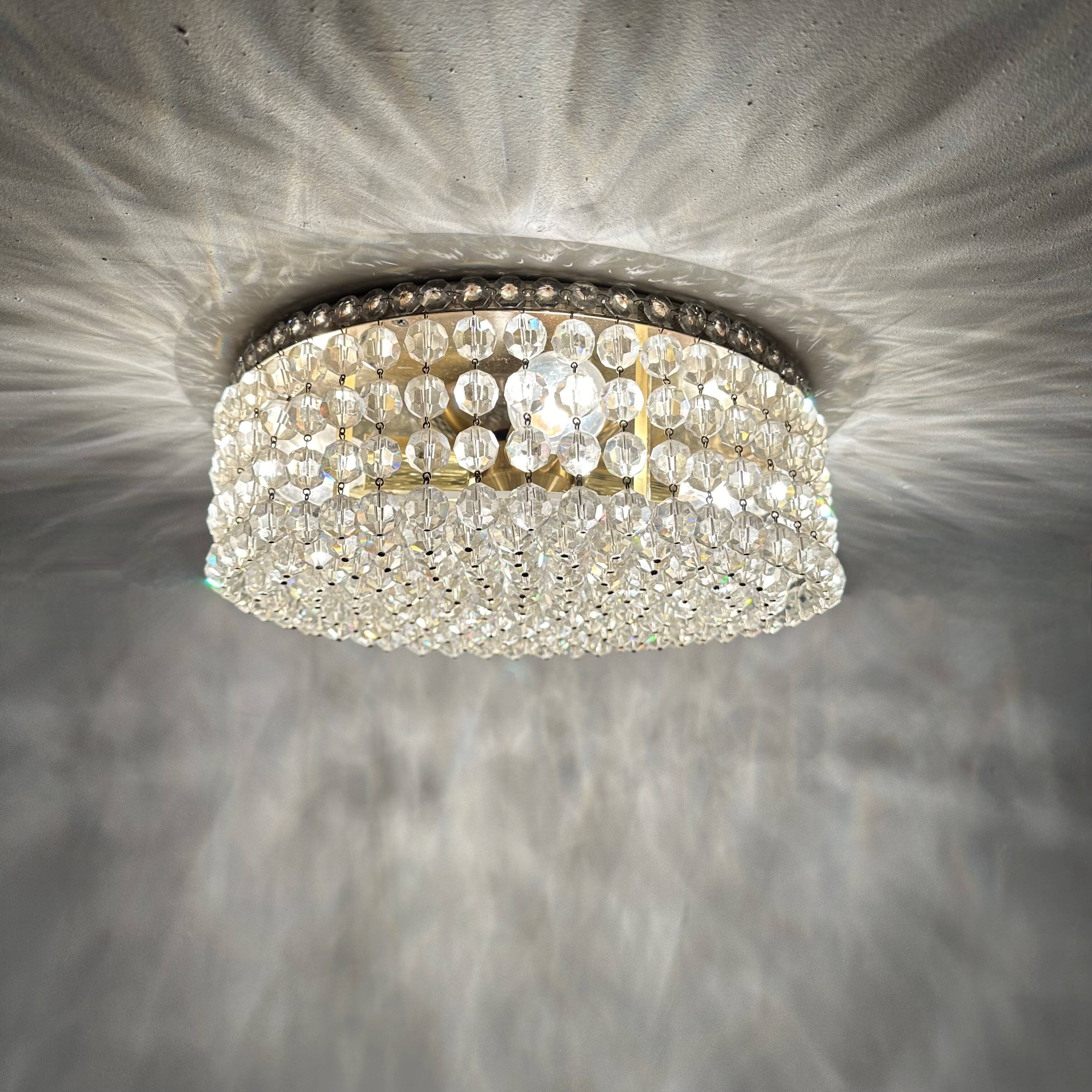 Plafonnier avec cristaux Swarovski, années 1970