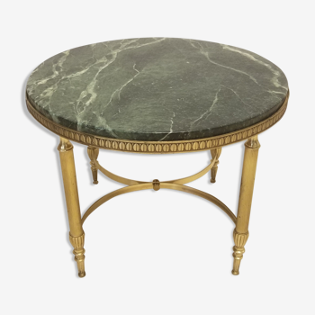 Round coffee table green marble neoclassical style - 60s