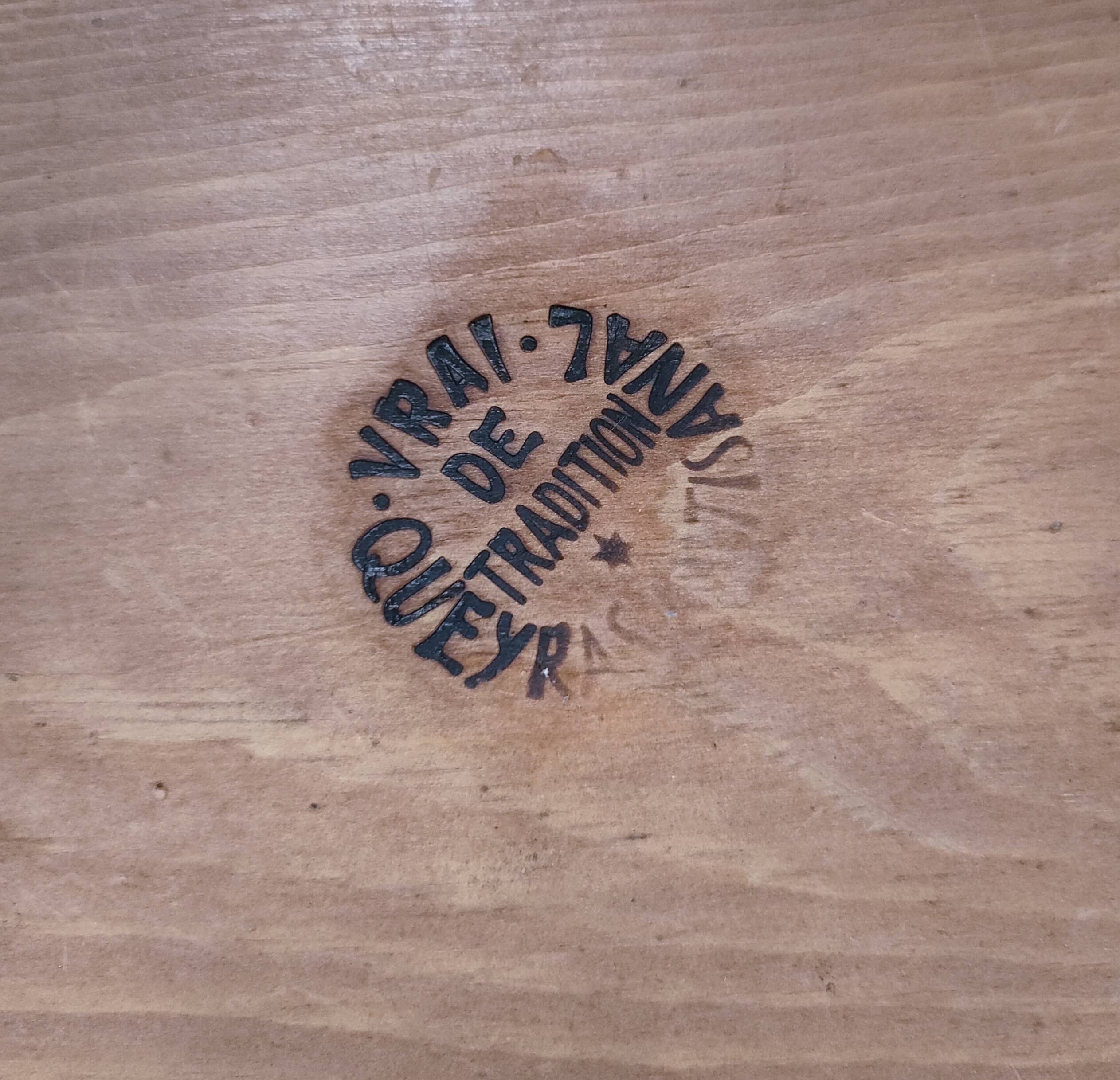 Long carved monoxyl wood cut stamped L. 54 cm