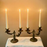 Gilded bronze candlesticks with moving branches decorated with acanthus leaves