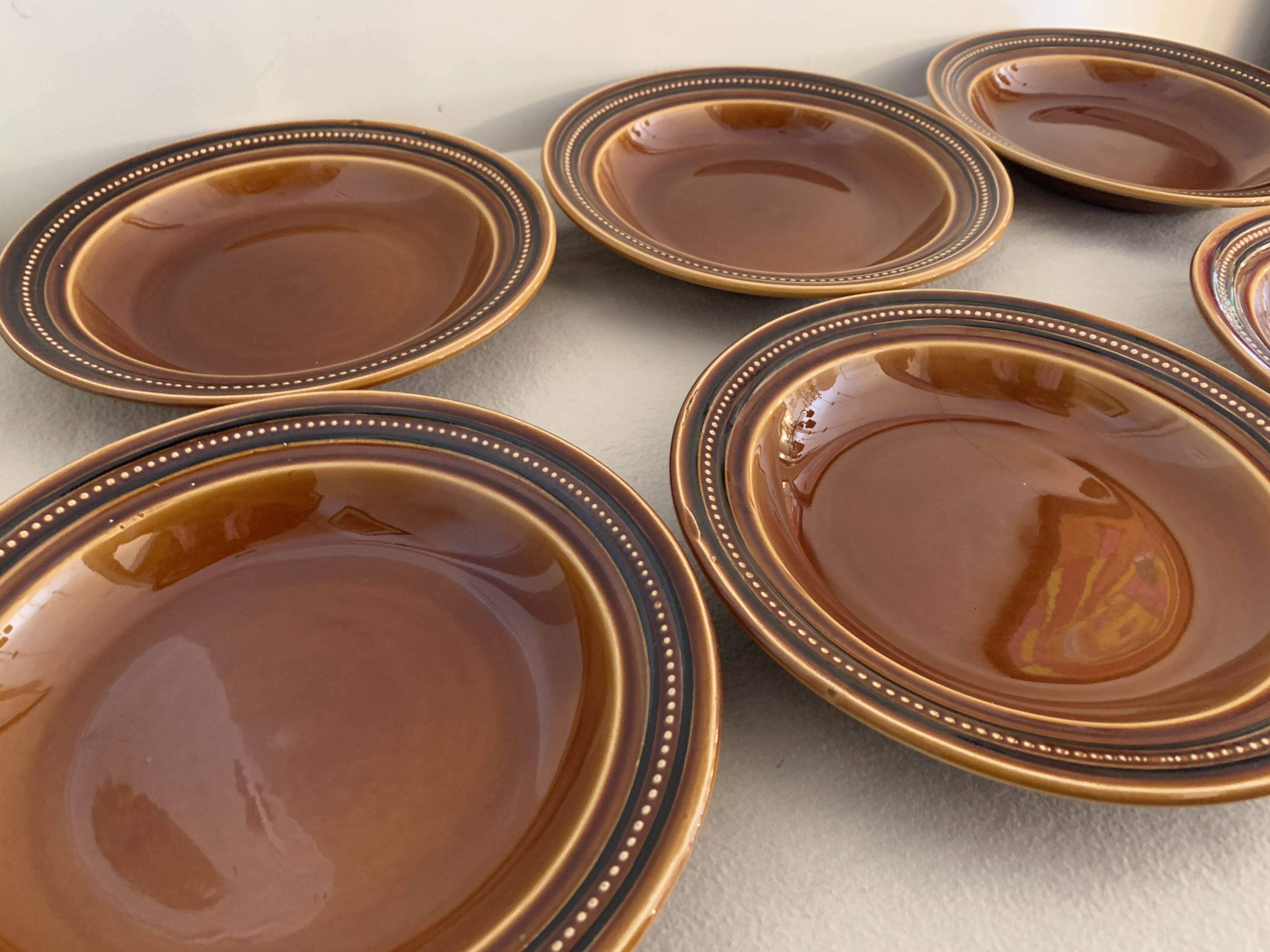 6 toulouse brown hollow plates made of St Amand earthenware