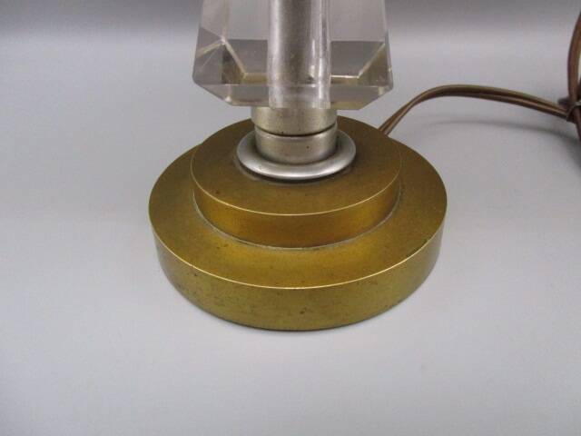 Antique art deco lamp in brass and crystal
