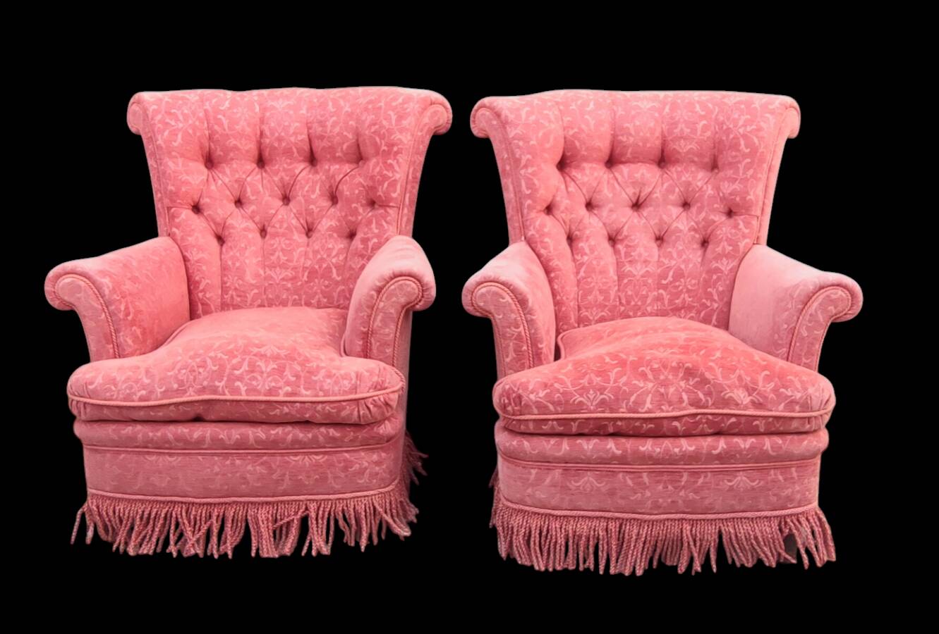 Pair of old toad armchairs