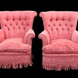 Paire anciens fauteuils crapaud