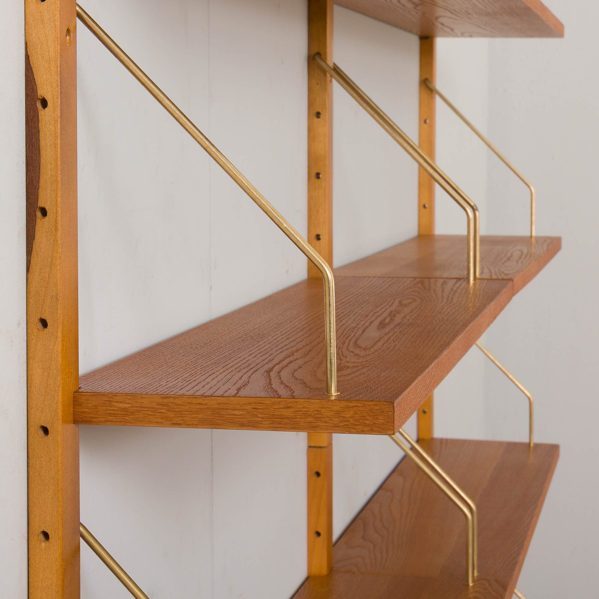 Danish oak modular shelving system 12 shelves