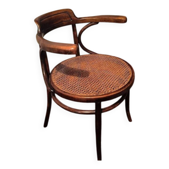 Fauteuil de bureau en bois massif courbé ancien vintage C.1900
