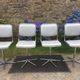 Vintage swivel chairs with chrome tubular base and silver skaï brand unic desing.