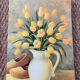 Bouquet of flowers including tulip and yellow pitcher