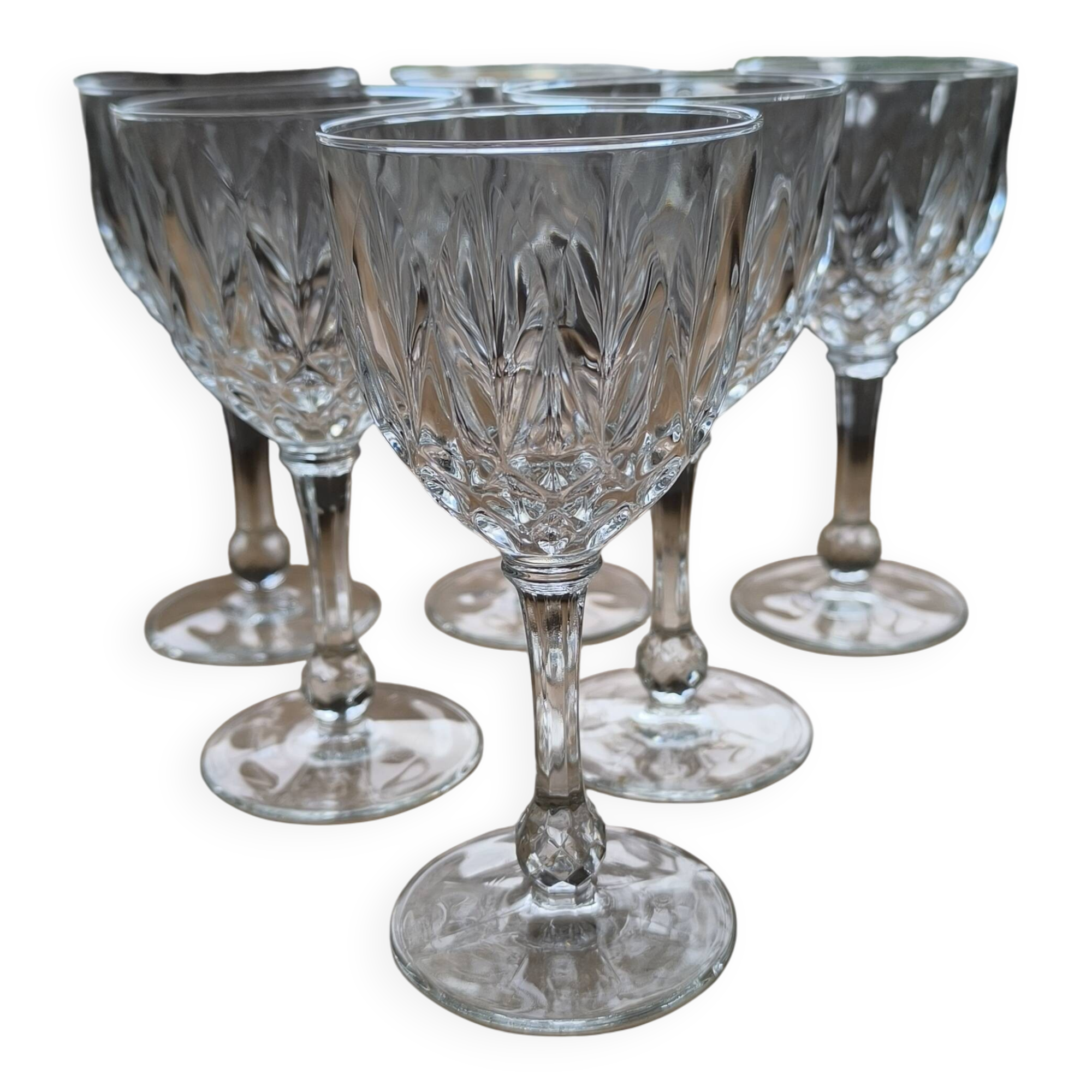 Set of 6 cut-glass glasses from the 1960s
