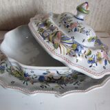 Compotier, soup tureen, vegetable dish in Rouen earthenware
