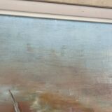 Oil Painting Canvas Sunset Boat Sea Sailboat Frame 62x