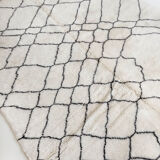 Moroccan Berber carpet M'rirt ecru with black graphic patterns 312x208cm