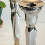 Pair of vintage cast aluminum candlesticks