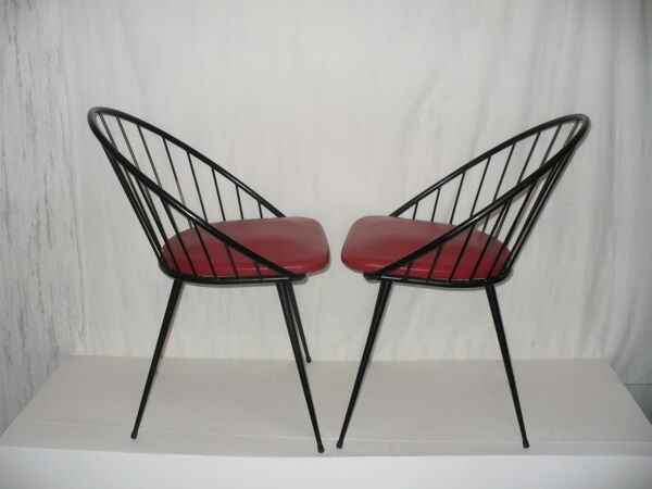 Paire de chaises style tonneau des années 50
