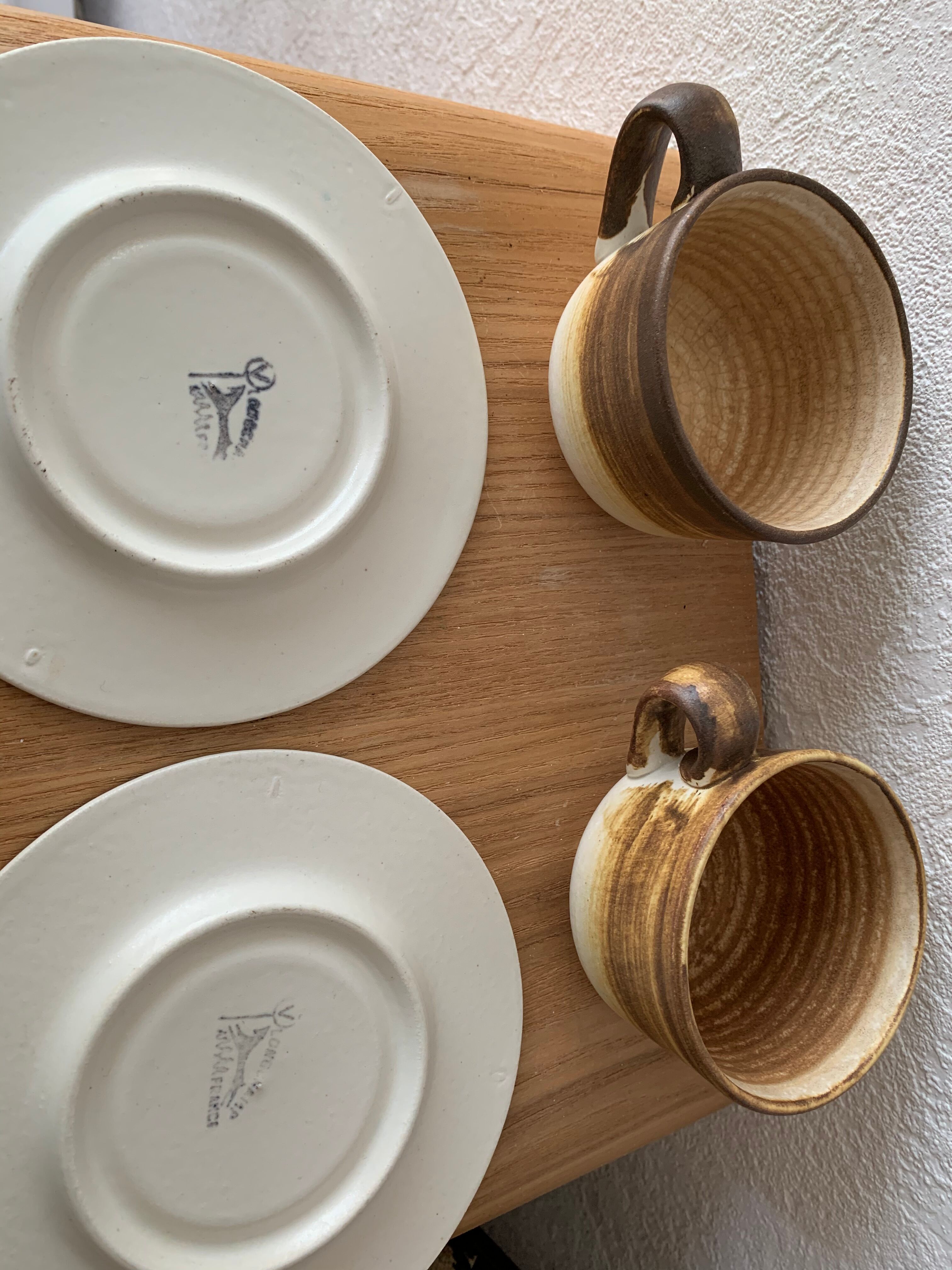 Pair of Longchamp earthenware cups