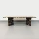 Vintage rectangular coffee table in black marble and smoked glass from the 1970s.