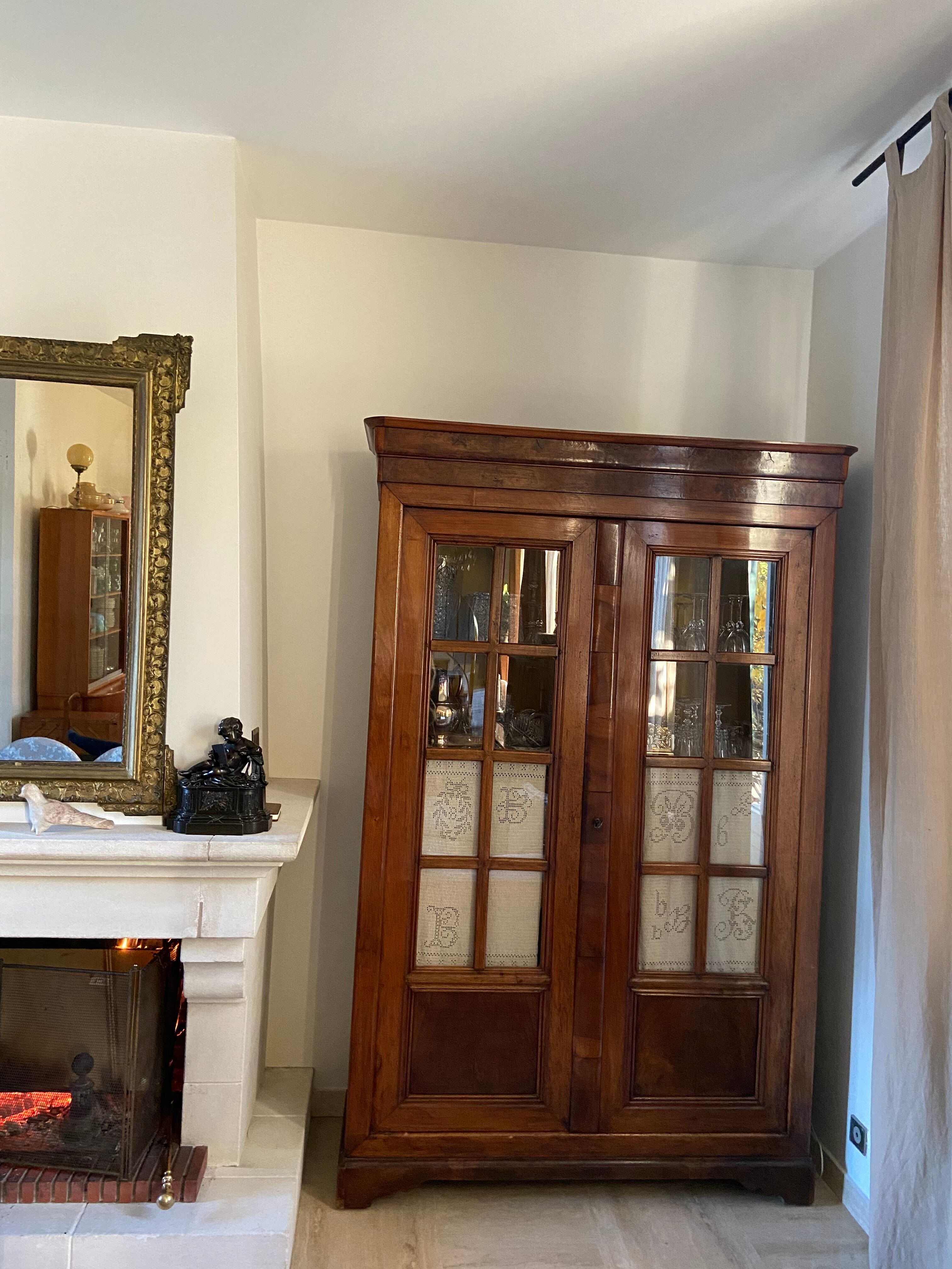 Walnut library louis Philippe XIXth century