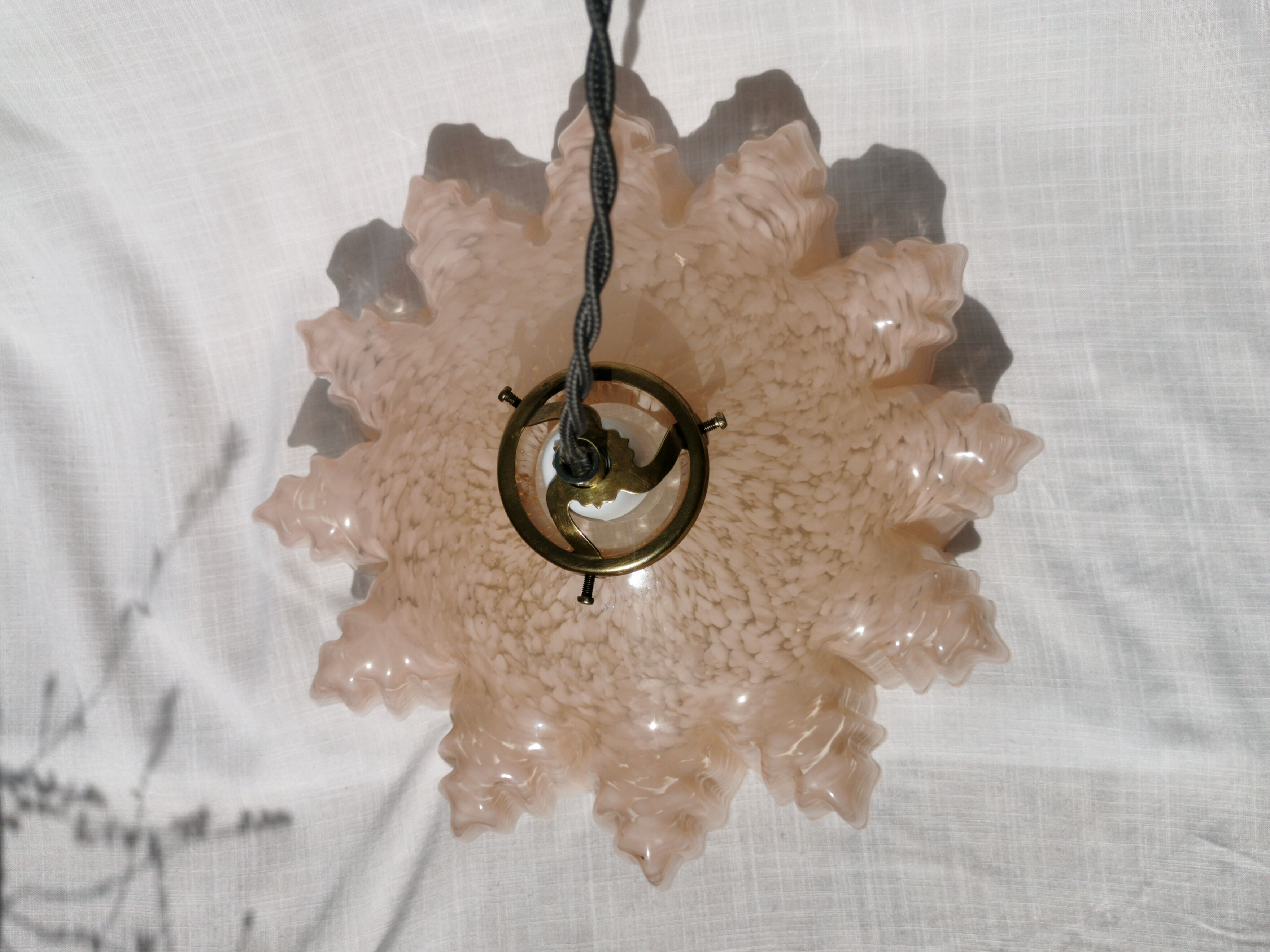 Suspension glass of clichy pink art deco