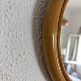 Vintage mirror 1960 apple rattan wicker bamboo - 32 x 33 cm