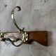 Wood and brass coat hook