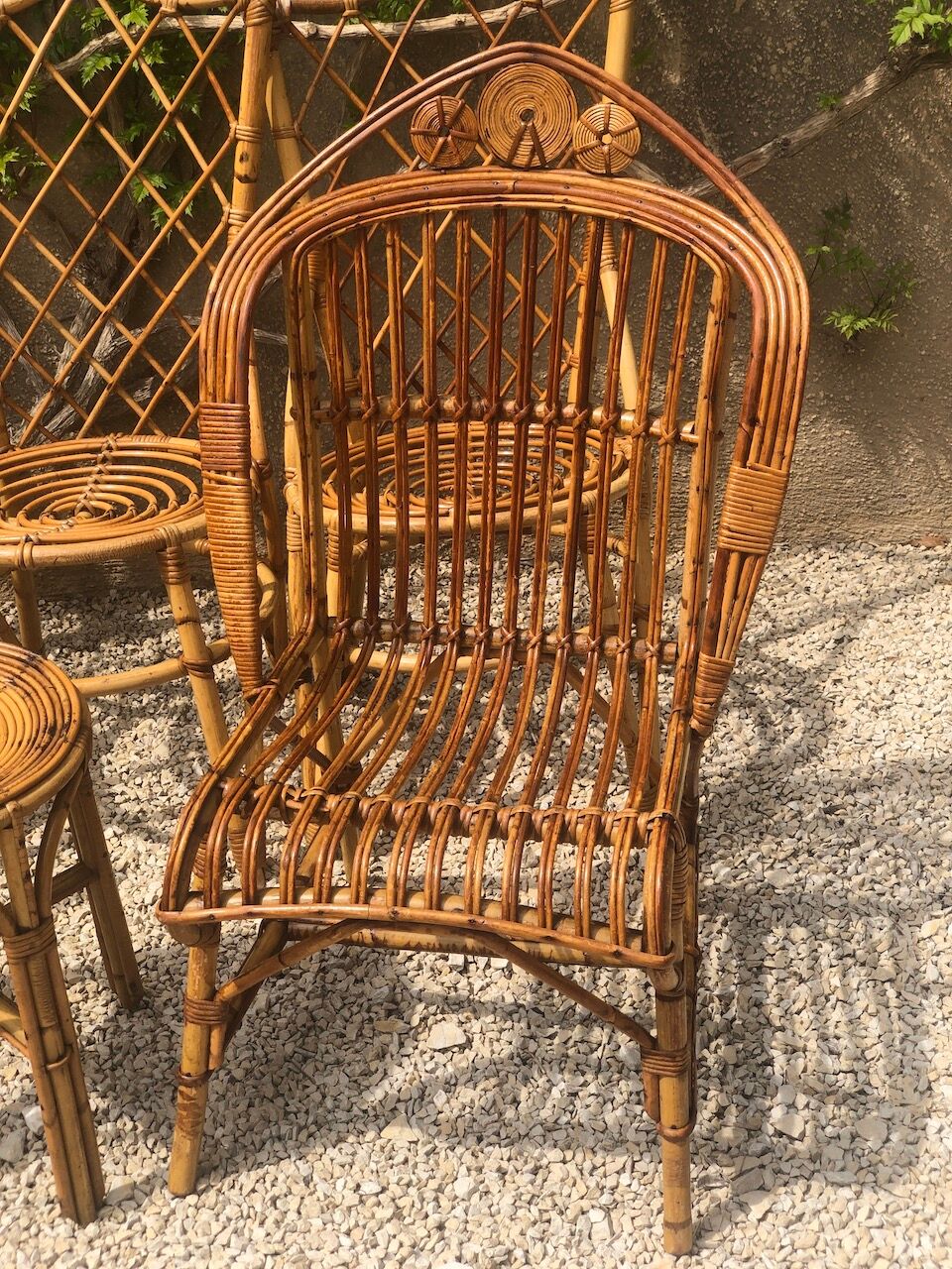 Set of 6 chairs in rattan Louis Sognot 1960