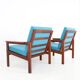 Ensemble de 2 fauteuils en teck "Capella" restaurés d'Illum Wikkelsø / Niels Eilersen.