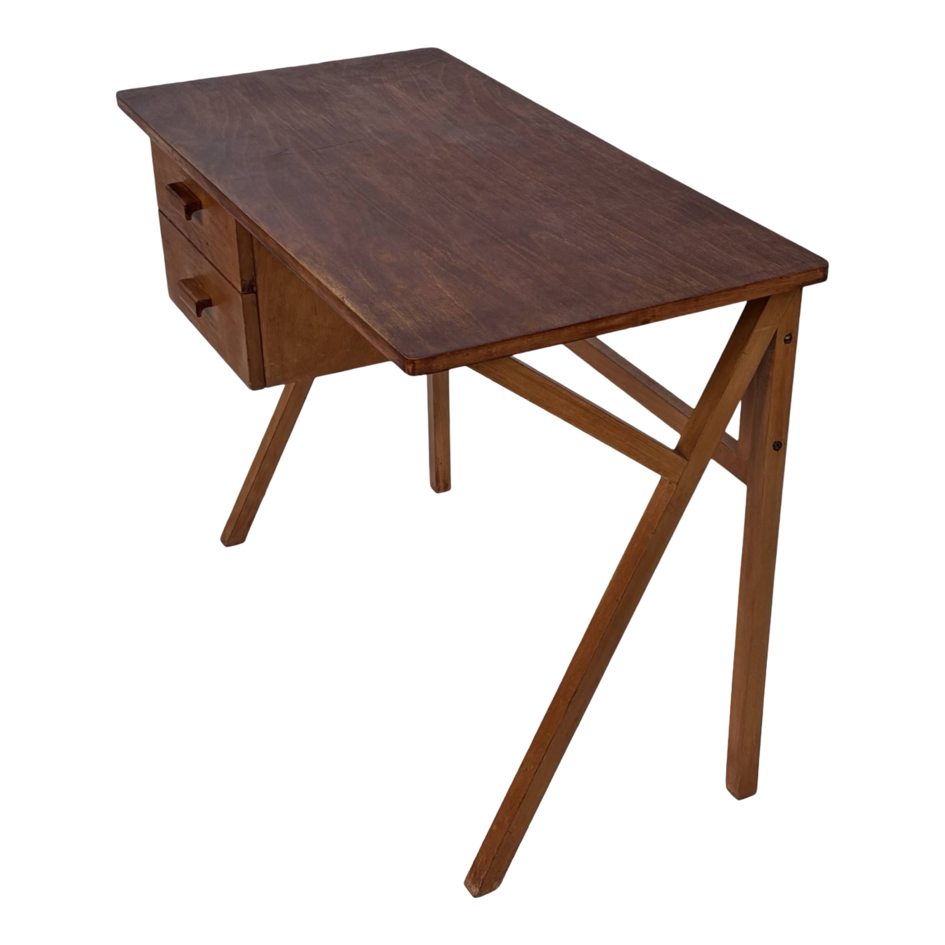Vintage desk, compact model, minimalist desin teak, 1960s