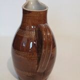 Ancien pichet cruche en grès marron vernissé H 20.5 cm