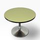 Table basse/table d'appoint ronde vintage vert menthe avec piètement chromé