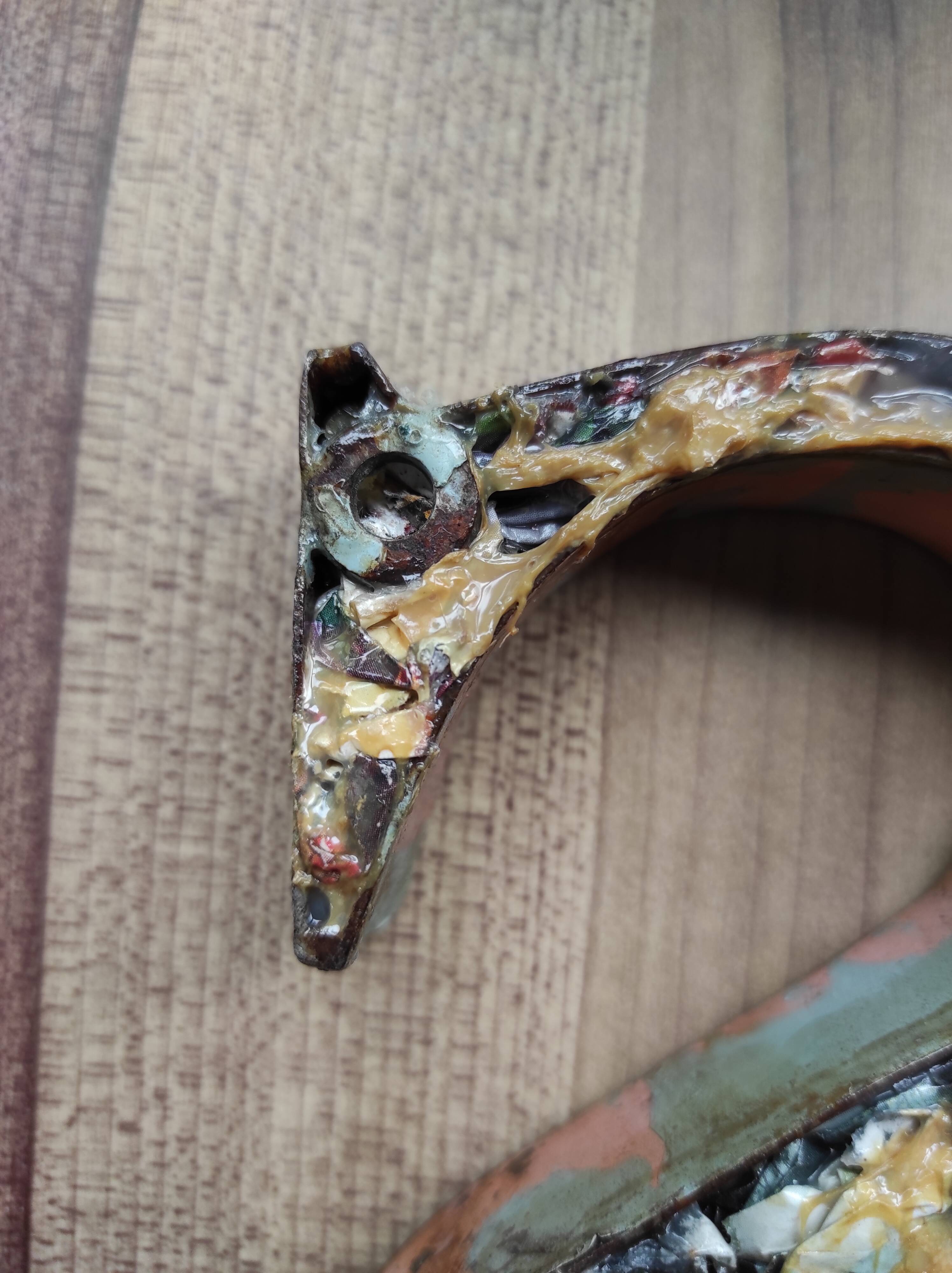 Old sign letter "S" in patinated metal