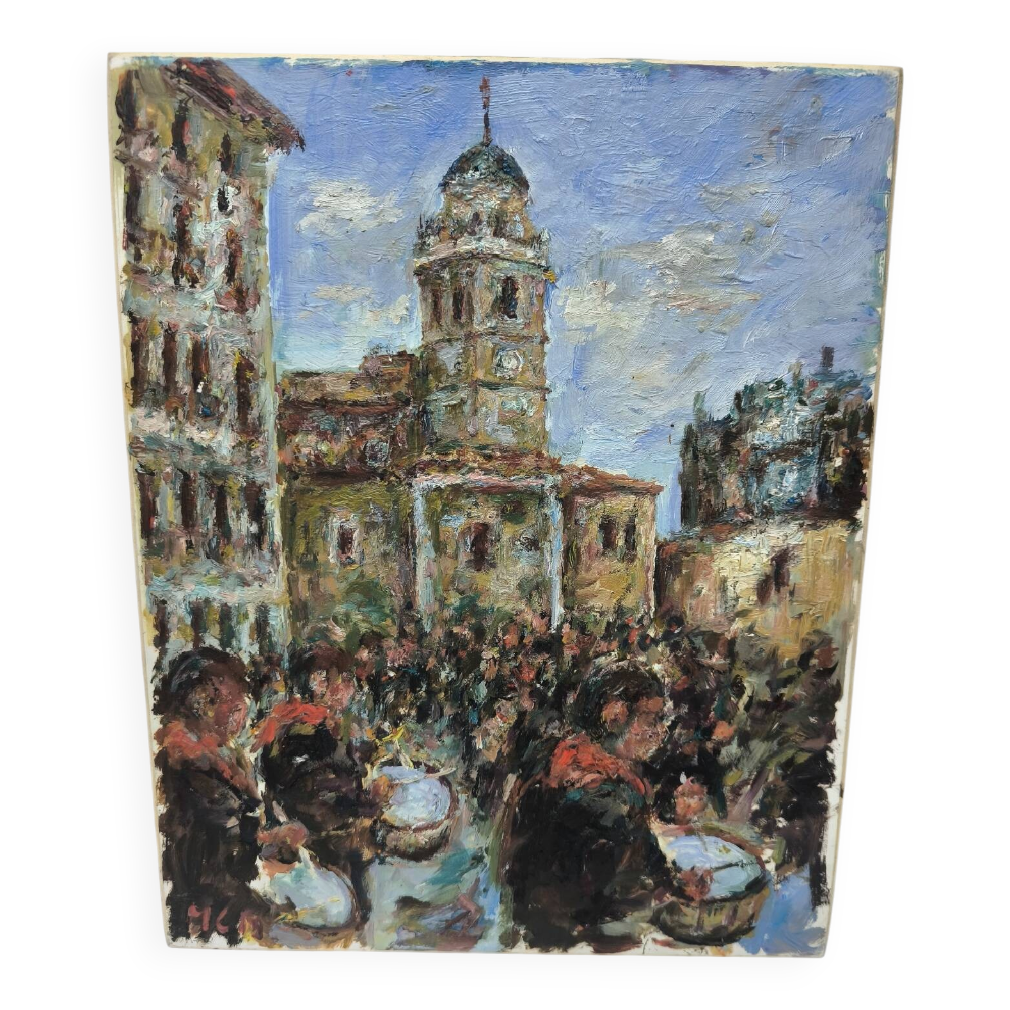 Impressionist Oil Painting on Wood – Semana Santa Tamborada