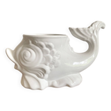 Zoomorphic fish pot cover in slip