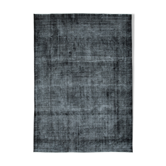 Handwoven oriental overdyed 270 cm x 384 cm black wool carpet