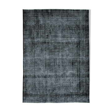 Handwoven oriental overdyed 270 cm x 384 cm black wool carpet