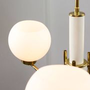 Mid-century Italian Brass and Opaline Chandelier