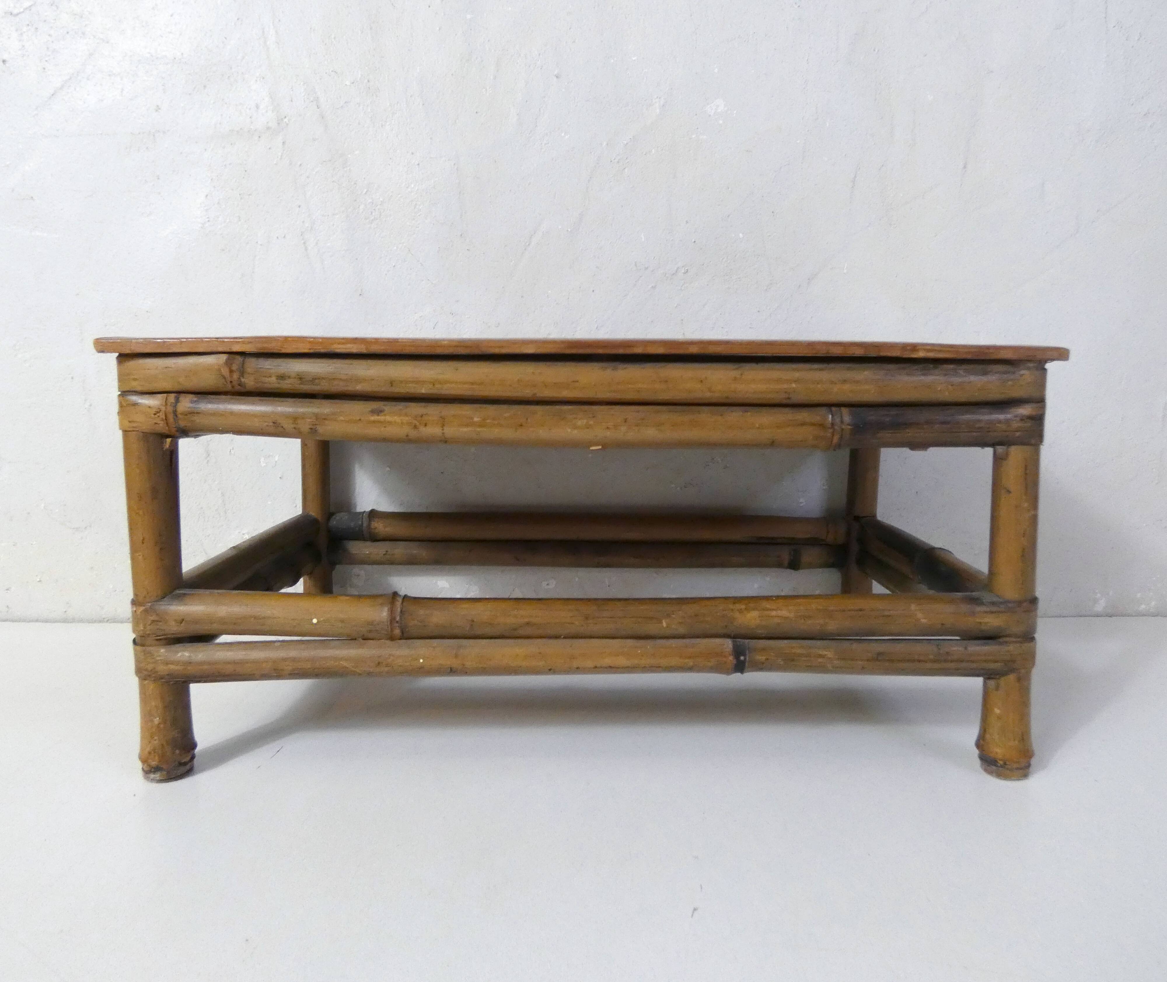 old small bamboo bench vintage step