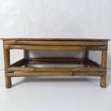 ancien petit Banc en bambou marche pied vintage