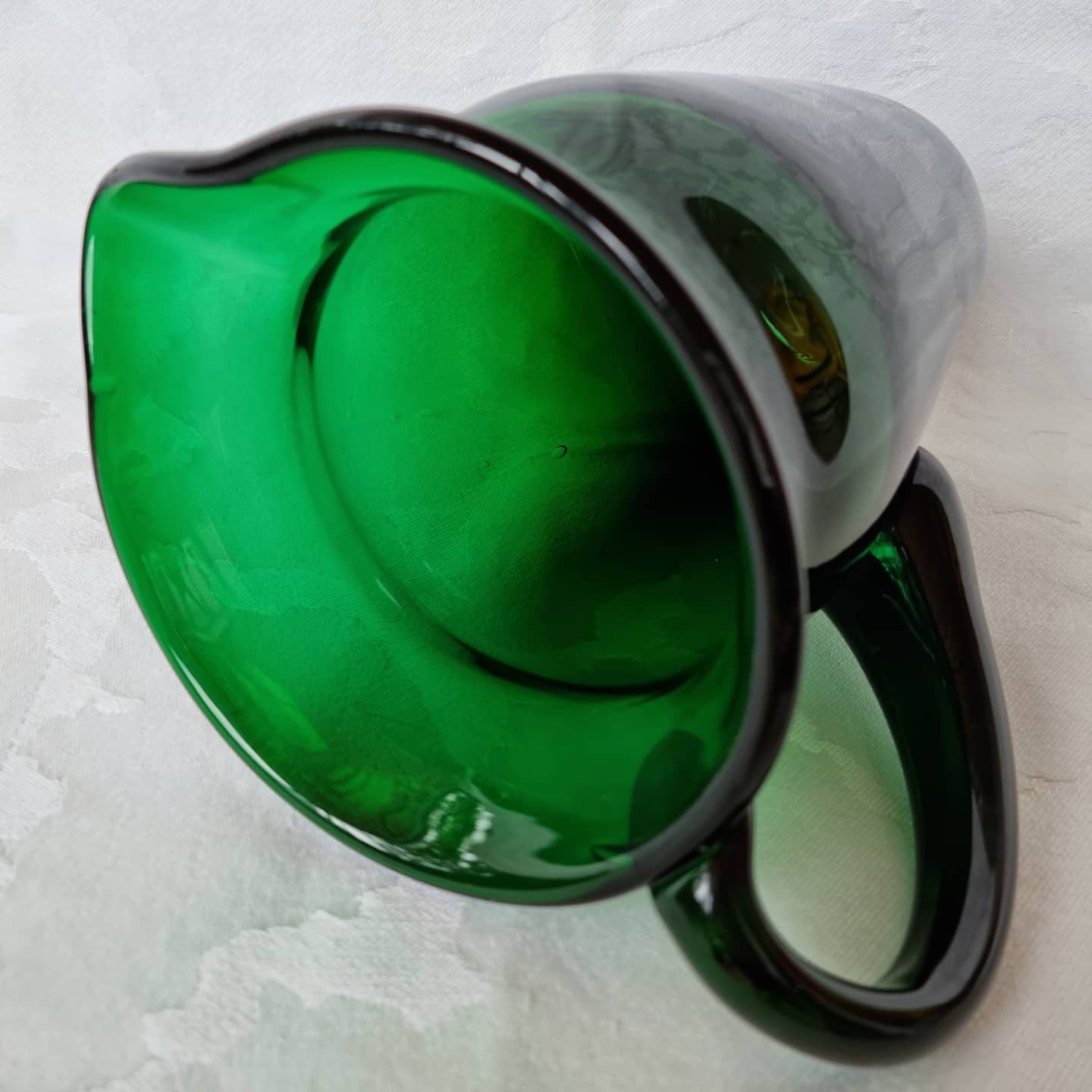 Green glass pitcher