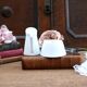 Antique Royal Crown Derby white cream and sugar service dated 1902